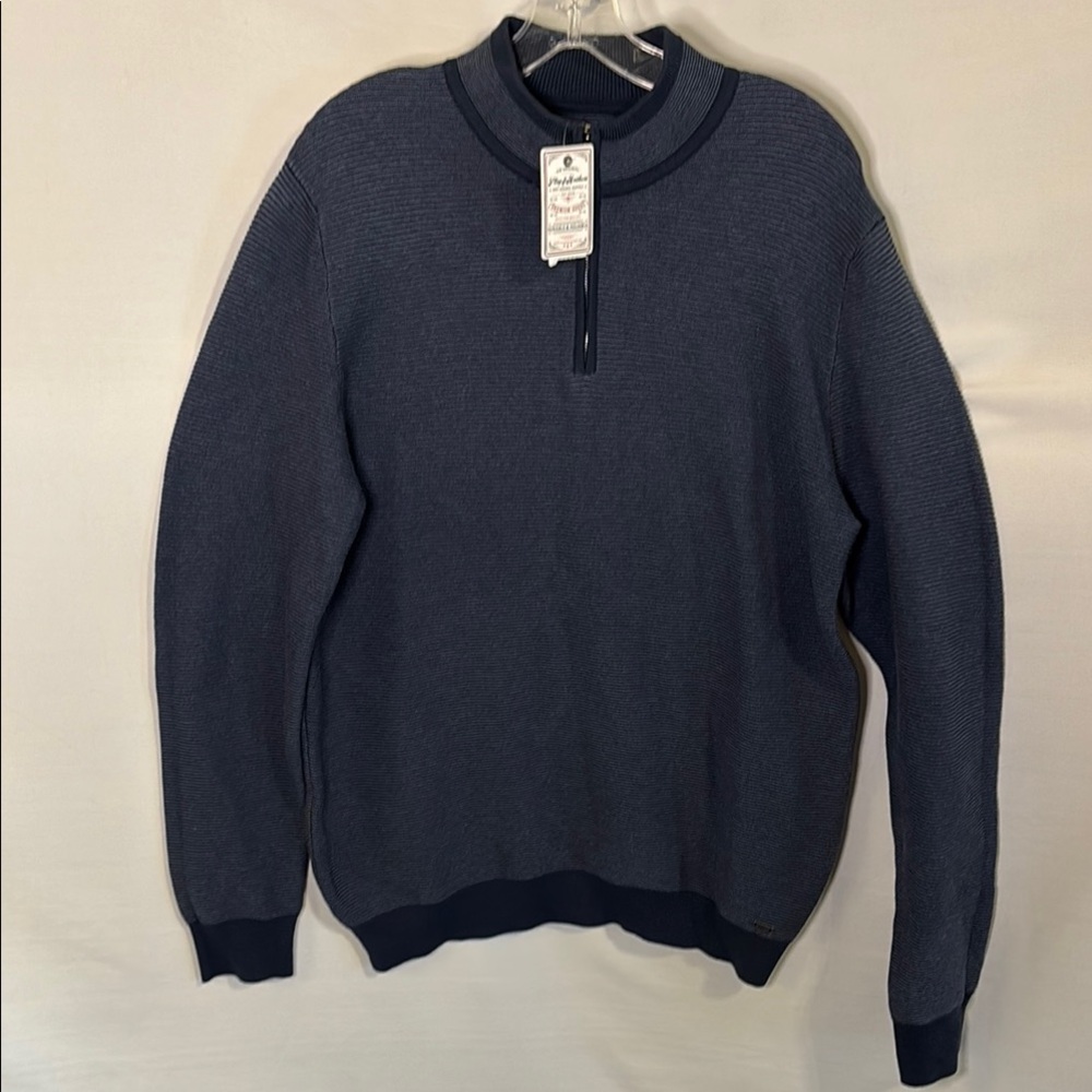 Flag & Anthem 1/4 Zip Long Sleeve Knit Shirt Blue Soft NWT Medium
